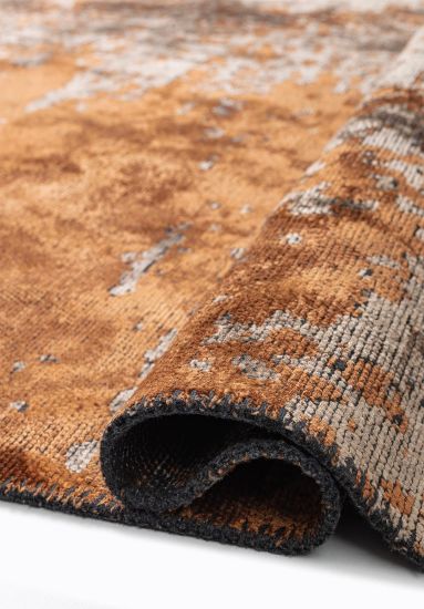 Brown & Orange Nimbus Abstract Dining Room Rug