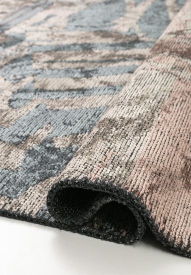 Sheer Blue Beige Abstract Living Room Rug