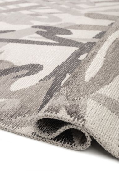 Gleeful Cream & Grey Abstract Bedroom Rug