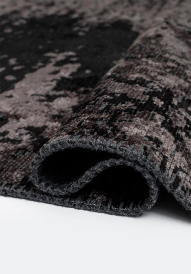 Grey & Black Abstract Nimbus Dining Room Rug