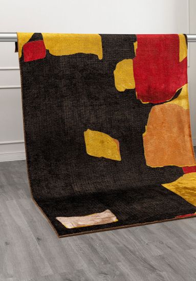 Fusion Yellow Black Abstract Modern Rug