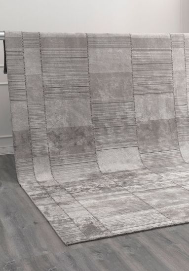 Bright Grey Geometric Area Rug