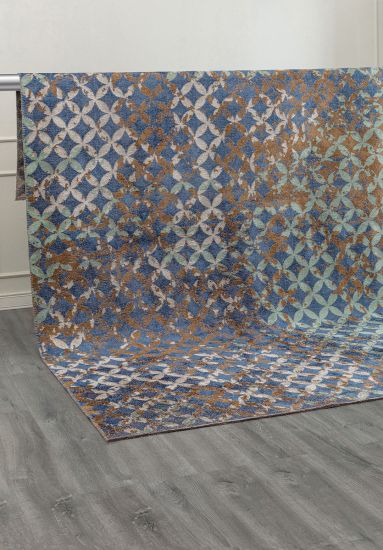 Floral Blue & Brown Beamy Indoor Rug