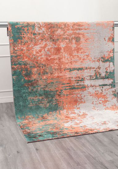 Abstract Orange & Green Masterpiece Rug