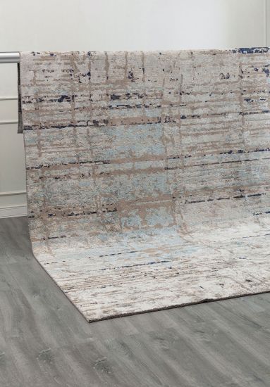 Gleamy Grey & Beige Abstract Modern Rug