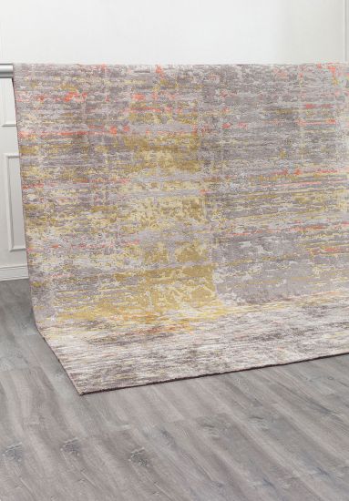 Gleamy Grey Green Abstract Living Room Rug
