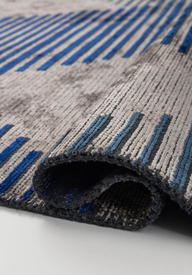 Ecstasy Blue & Grey Geometric Area Rug