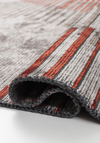 Ecstasy Grey & Red Geometric Rug
