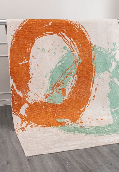 Artisan Cream & Orange Abstract Bedroom Rug