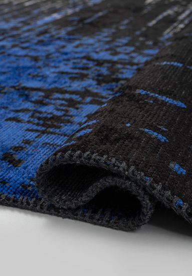 Abstract Blue Black Adrift Modern Rug