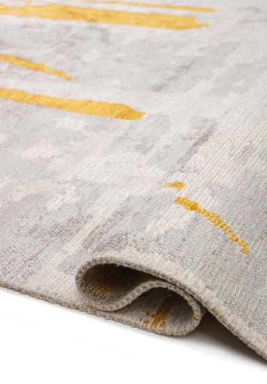 Ashen Yellow & Grey Abstract Living Room Rug