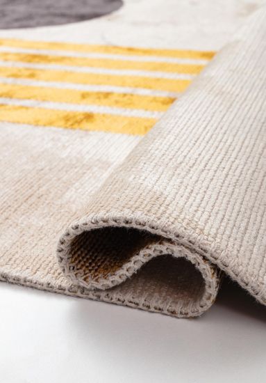 Yellow Evolve Cream  Abstract Modern Area Rug