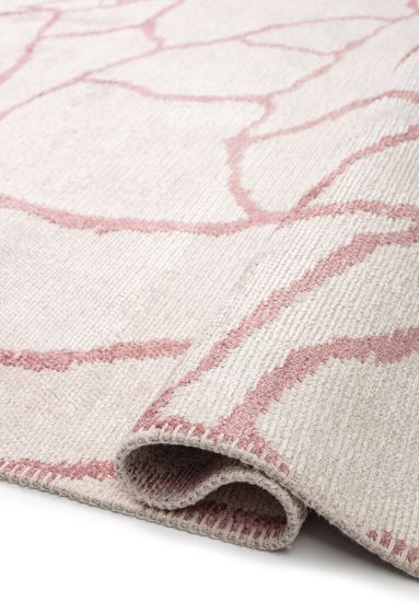 Savor Cream & Pink Abstract Bedroom Rug