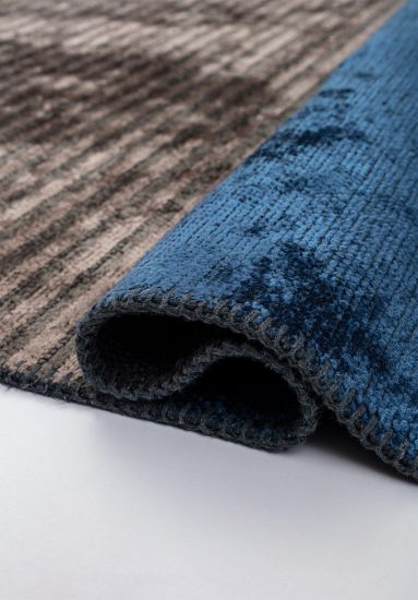 Lucenz Grey Blue Geometric Modern Area Rug