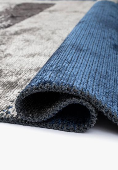 Ebony Blue & Grey Abstract Area Rug