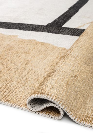 Frost Beige & Cream Abstract Bedroom Rug