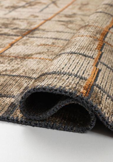 Charcoal Beige Abstract Outdoor Rug