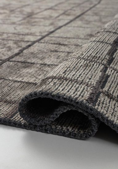 Charcoal Grey & Brown Abstract Modern Rug