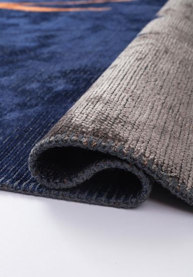 Abstract Fiesta Blue Living Room Area Rug