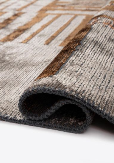 Feeble  Grey & Brown Geometric Modern Rug