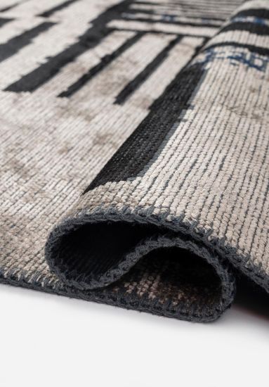 Geometric Grey & Black Feeble Modern Rug