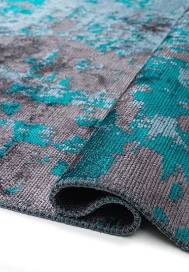 Flame Green & Grey Abstract Living Room Rug