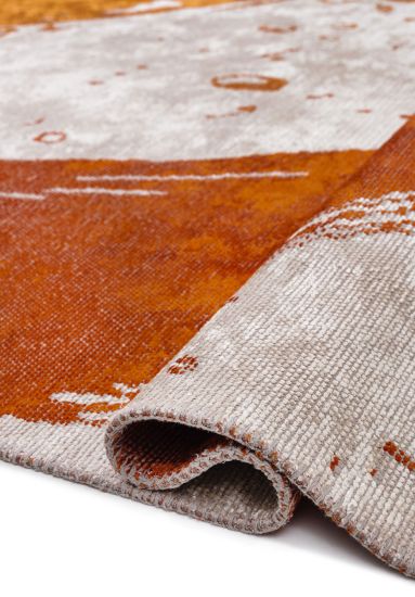 Friida Grey Orange Abstract Area Rug
