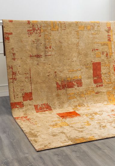 Flitch Beige & Yellow Abstract Modern Rug