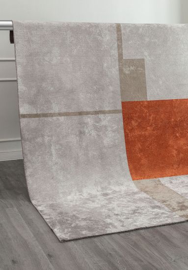 Fluff Grey & Brown Geometric Modern Rug