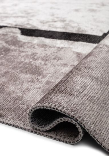 Sensational Grey Black Abstract Outdoor Rug