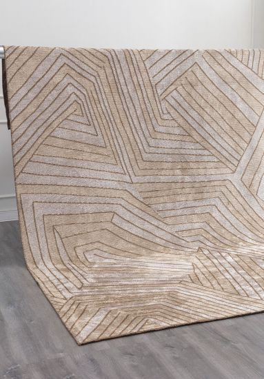 Flicker Cream & Brown Geometric Living Room Rug