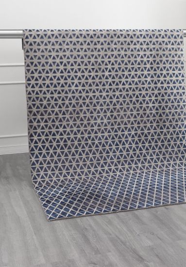 Flash Grey & Blue Geometric Indoor Rug
