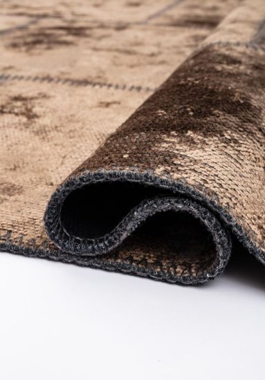 Geometric Fern Brown Grey Outdoor Area Rug