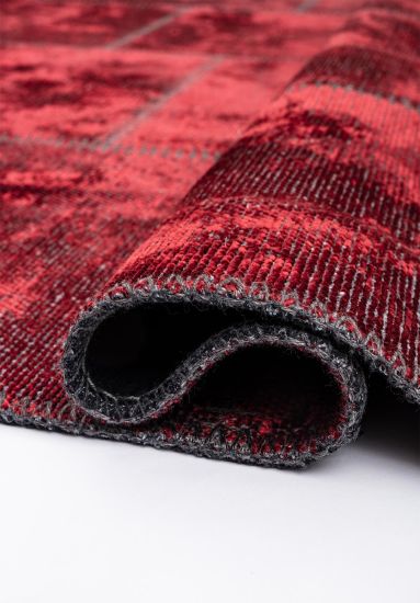 Fern Red Geometric Living Room Rug