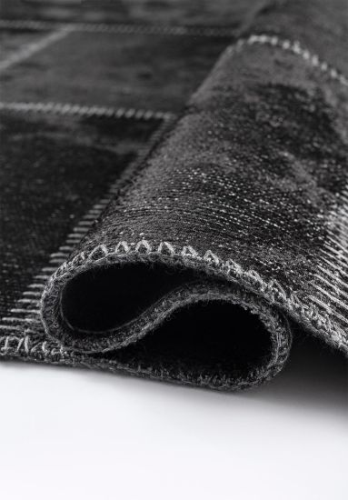 Geometric Black Fern Modern Rug