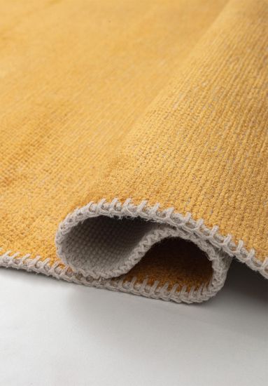 Fresco Yellow Plain Living Room Area Rug
