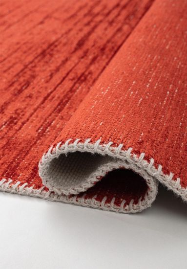 Fresco Red Plain Living Room Rug