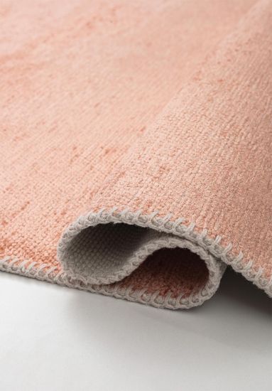 Fresco Pink Plain Bedroom Rug