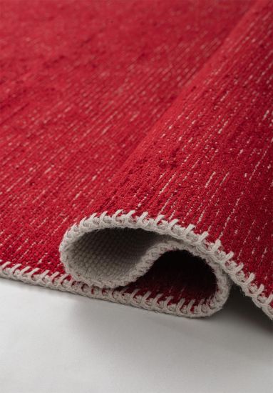 Red Plain Fresco Living Room Rug