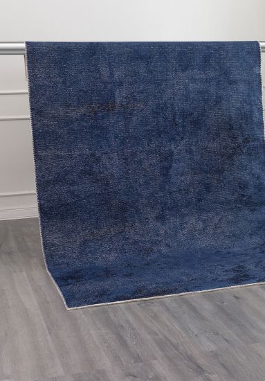 Modern Blue Plain Fresco Rug
