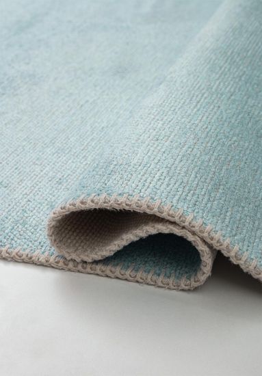Fresco Blue Plain Modern Rug