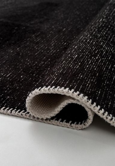 Fresco Black Plain Modern Rug