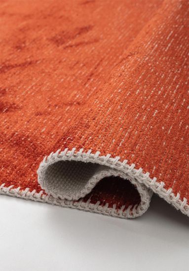 Fresco Orange Plain Modern Rug