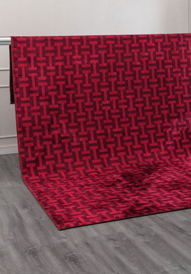 Fjord Red Geometric Living Room Rug