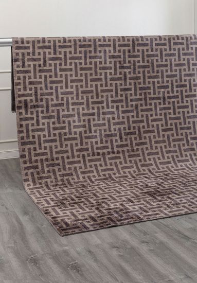 Elantro Grey Geometric Dining Room Rug