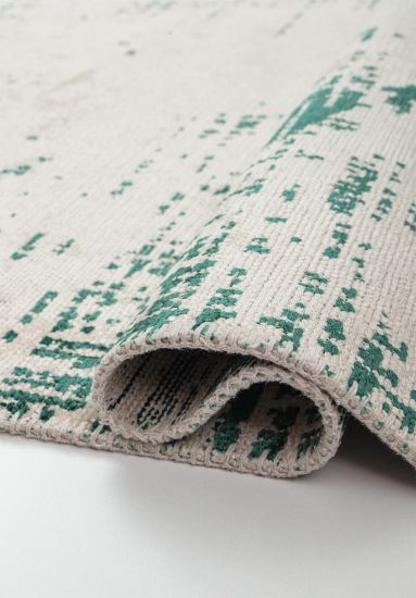 Essence Grey & Green Abstract Bedroom Rug