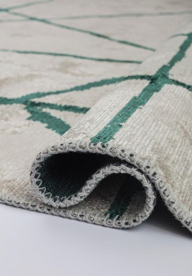 Essenze Abstract Grey & Green Modern Rug