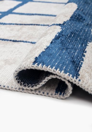 Elantro  Abstract Grey & Blue Dining Room Rug