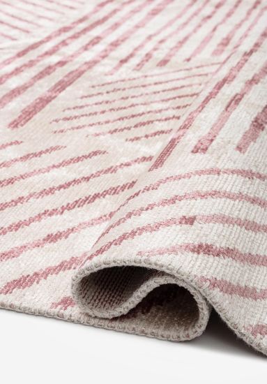 Ferric Pink & Cream Geometric Area Rug