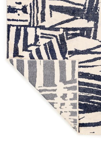 Phoenix Cream & Blue Abstract Dining Room Rug